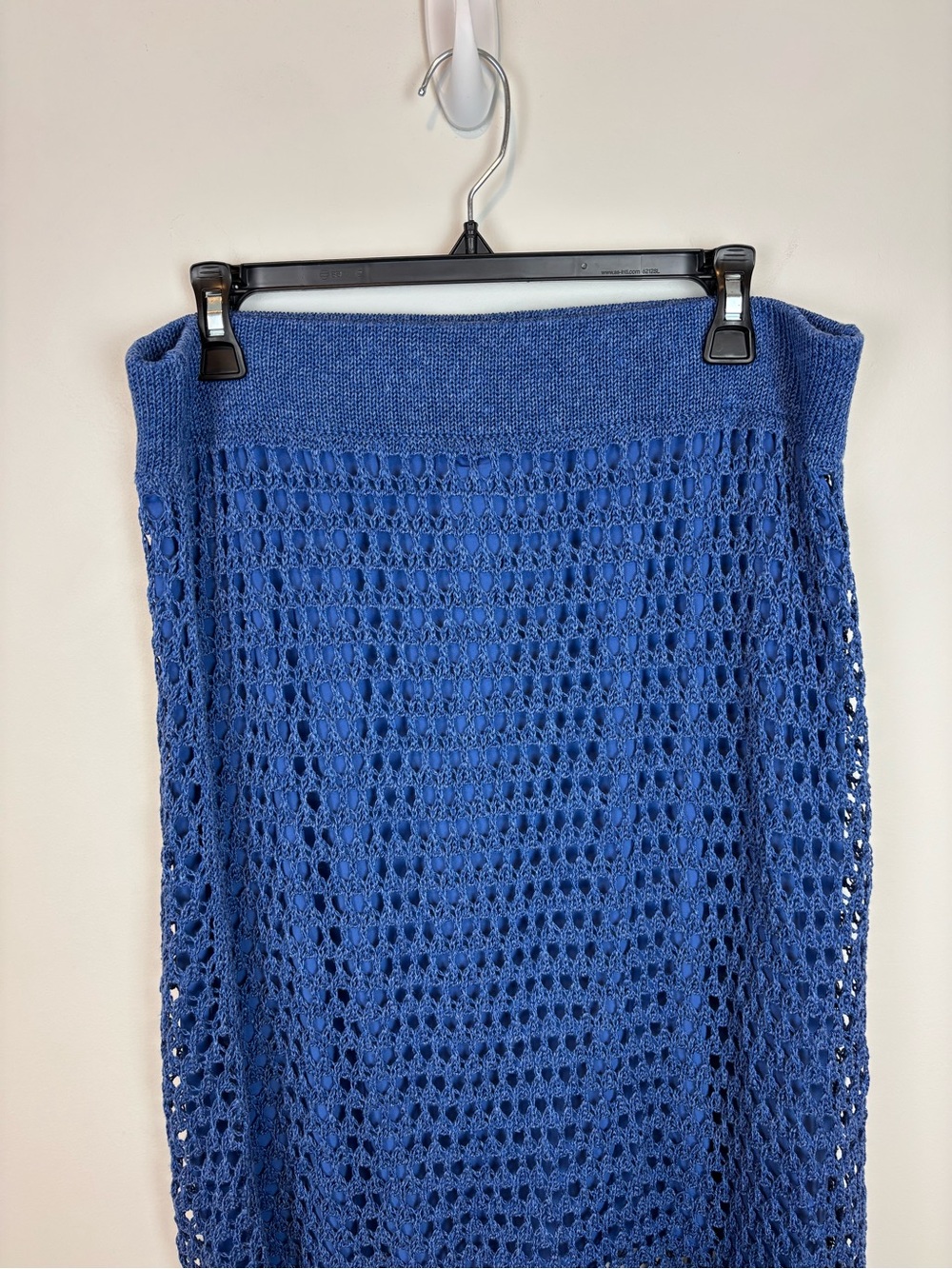 Lauren Ralph Lauren Pointelle-Knit Linen-Blend Crochet Midi Skirt Size L - Picture 5 of 9